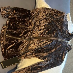 Lululemon Athletica Brown Bomber Jacket Velvet Zip-Up